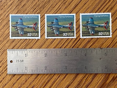 THREE: unused/mint US stamps B-17 Flying Fortress - dated 1997 - FREE SHIPPING
