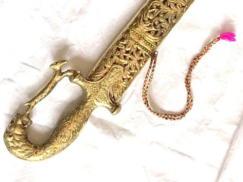 Rajput wedding sword with golden brass sheath 100 cms - Picture 4 of 11