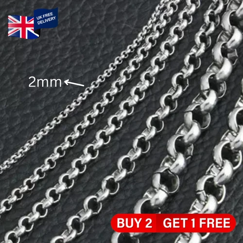 Stainless Steel 2mm Rolo Link Chain Round Ring Necklace Men Women 20-32" Jewelry