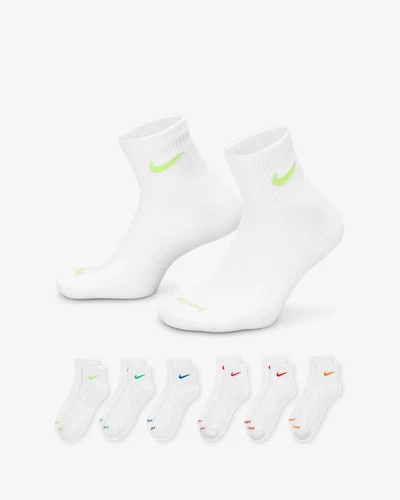 Nike DRI-FIT PLUS ankle SOCKS 6 Pair Pack Mens M Medium White SX6899-968