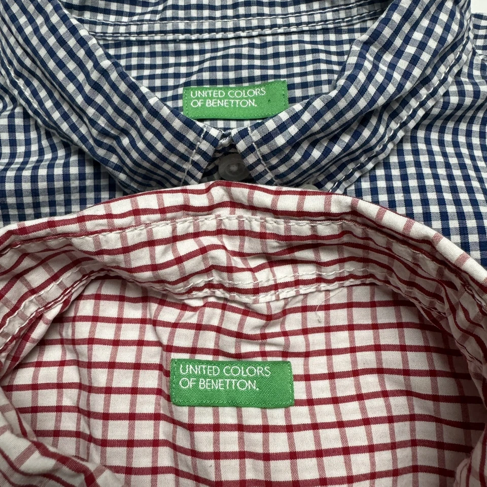 2 camisas Benetton ligeras de manga larga con botones a cuadros talla: 13-14 para niños Foto 3 de 4