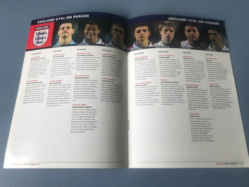 Inglaterra v República Checa Sub 19 Amistoso 2004 Programa 6 de Octubre - Imagen 4 de 5