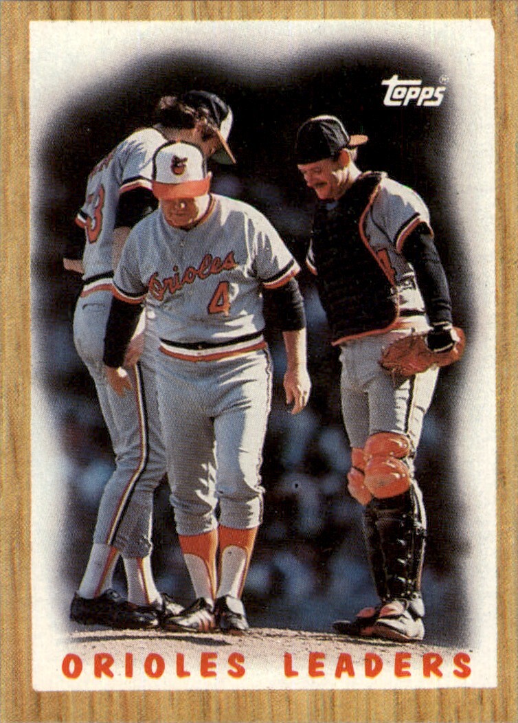 1987 Topps MLB Orioles Leaders - Rich Bordi/Rick Dempsey/Earl Weaver #506