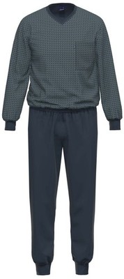 Ammann Schlafanzug Pyjama Langarm 30688 16 marine / grün gemustert