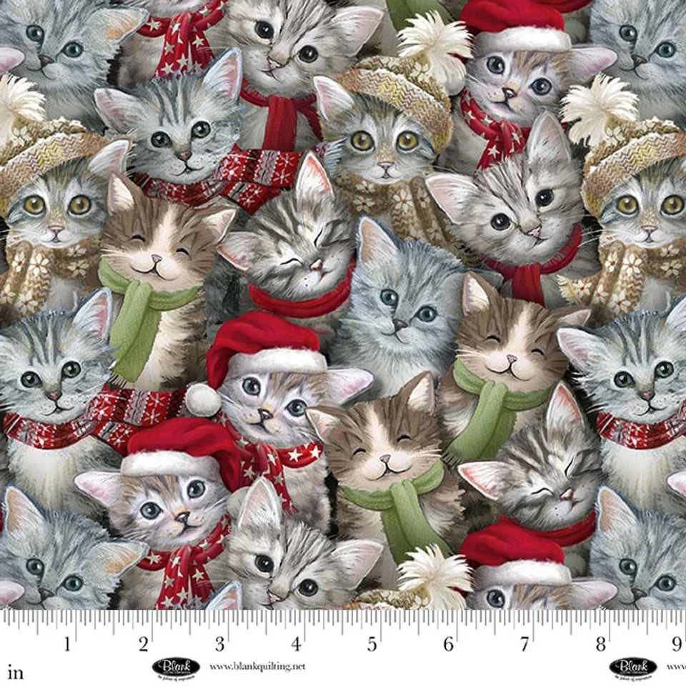 A Purr-fect Holiday Season, Kittens Panel or Fabric Your Choice 44" Wide - Image 2 of 4