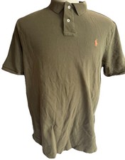Polo By Ralph Lauren Polo Shirt Mens L Green Cotton Solid Short Sleeve Collared