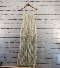 American Eagle Outfitters Dress Womens 8 Ivory Maxi Spaghetti Strap Button Daisy