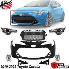 Front Bumper Cover Primed & Grille Assembly Kit For 2019-2022 Toyota Corolla