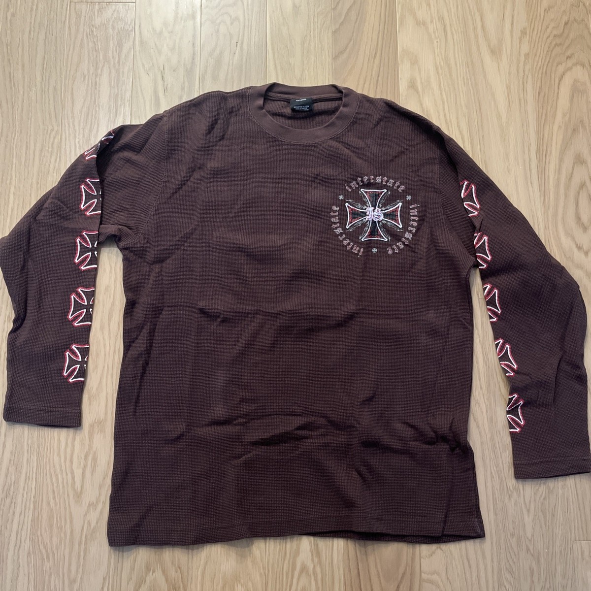 Vintage 90s IS Interstate Brown Long Sleeve Shirt Skate Y2K Rave