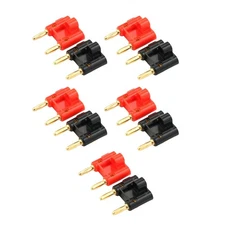 10PCS 4mm Banana Plugs Gold Dual Screw Type Speaker Cable Connectors Red Black