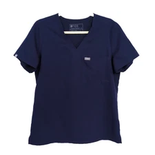 FIGS Navy Blue Catarina One-Pocket Scrub Top Short Sleeve Women's Medium