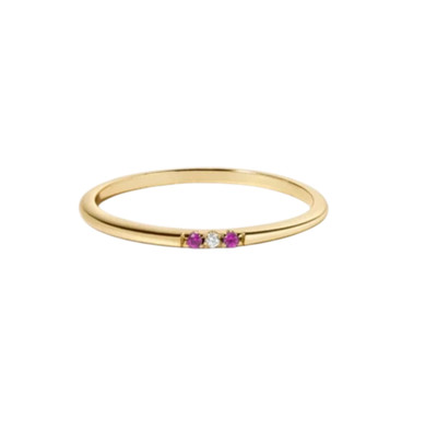 De Super Diamond India LLP 14K Gelbgold Ring mit natürlichem Rubin & Diamanten