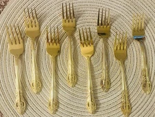 Hanford Forge H.F. LTD Salad Forks Flatware Gold Plated Stainless  Set of 8