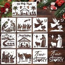 Konsait 10 PCS Christmas Nativity Stencils for 6.3 inches x 9.8