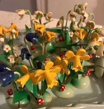 Erzgebirge wood FLOWER Place Card holder vintage PRICE FOR ONE - $25 EACH