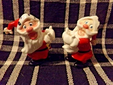 2 Vintage Kreiss Psycho Ceramics Santa Claus candle huggers