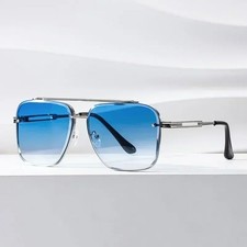 New Men Square Luxury Seven Rock Euro Style Mafia Metal Rim Rectangle Sunglasses