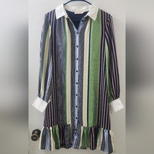 Tory Burch Navy and Cream Dress,size 2, Silk.