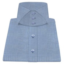 Men's Vintage Inspired Shirt Herringbone High President Windsor Cutaway Collar