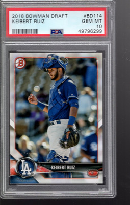 SLA142- 2018 Bowman Draft #BD114 Keibert Ruiz - PSA 10 GEM MINT Dodgers