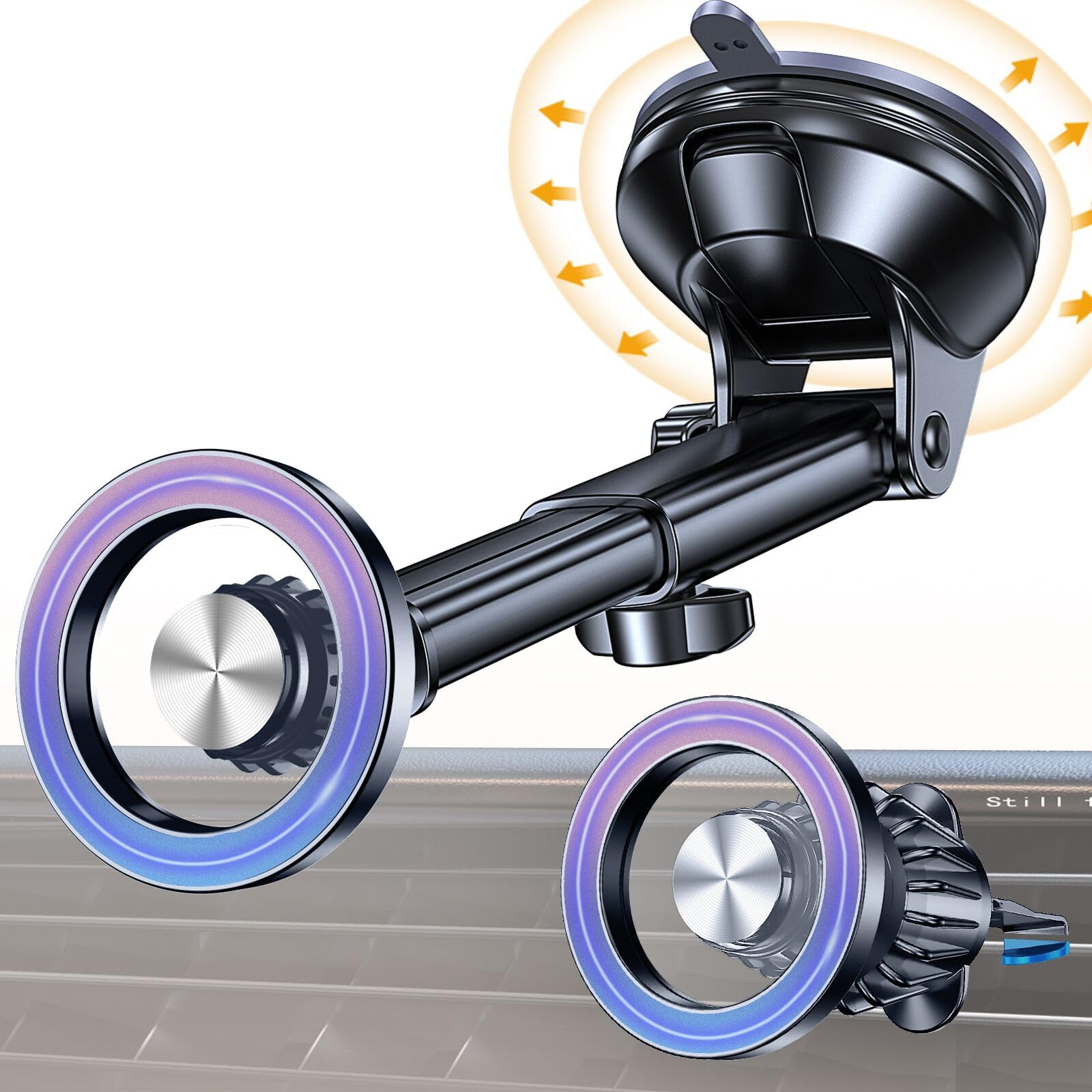 MagSafe Car Mount - Windshield Vent Dash Vacuum Magnetic Phone Holder