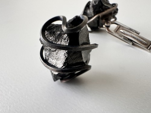 Vintage Mid Century Sterling Silver Brutalist Raw Mineral Cufflinks Pat 2472958 - Picture 11 of 13