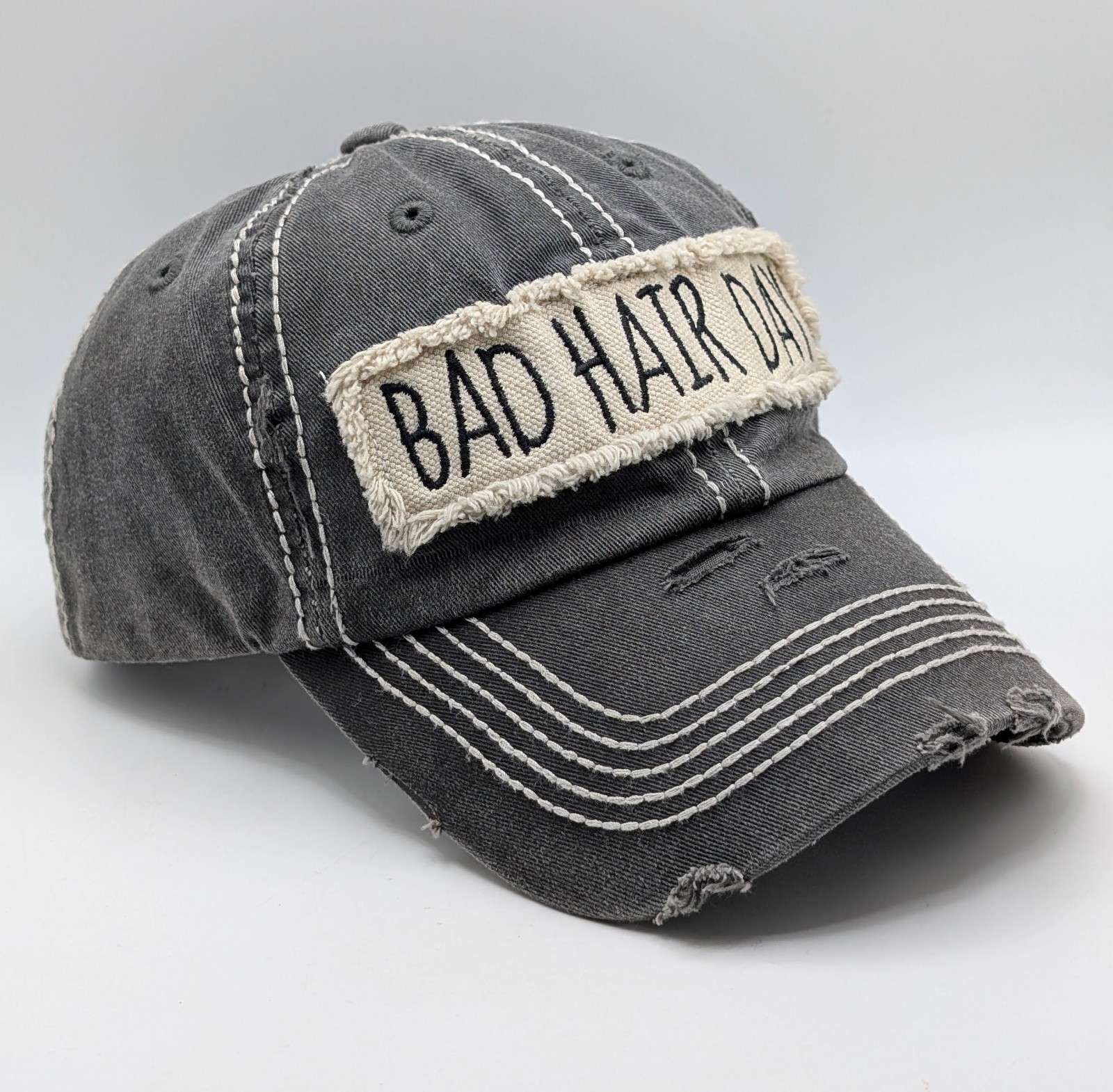 Kbethos Bad Hair Day Distressed Gray Baseball Cap Hat Adjust