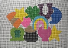 Hand Painted, Needlepoint Canvas, 13 Mesh, Feeling Lucky