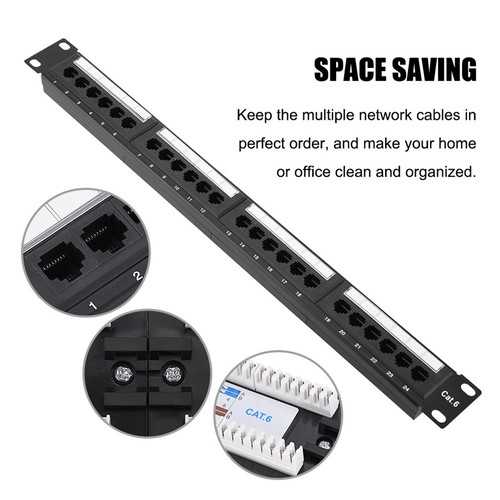 LAN Network Adapter CAT6 24 Port Patch Panel Rack Cable Wall Mounted Bracket CB - Afbeelding 10 van 13