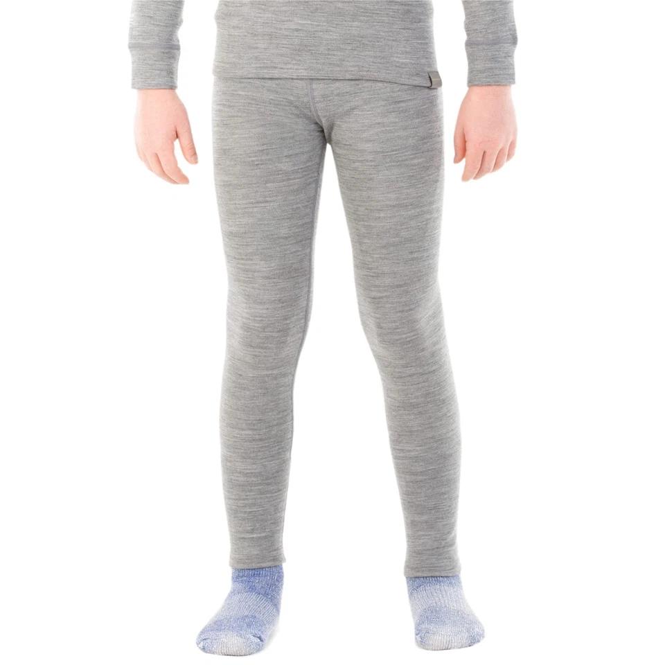 Pantalones térmicos de capa base de lana merino unisex de peso medio para niños equipo de invierno Foto 2 de 4