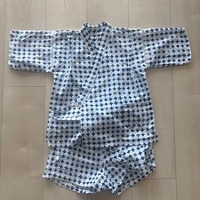 Made in Japan Kids Jinbei Boys Retro Cotton Summer Traditional White Used Japan