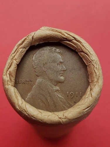 1911-S LINCOLN WHEAT CENT 1915-D LINCOLN WHEAT PENNY COIN ROLL ENDERS BANKROLLED
