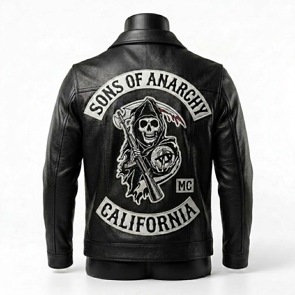 Chaqueta de Cuero Sons of Anarchy Corte Club Motociclista Personalizada
