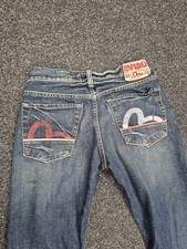 Jeans vintage Evisu Salvege sbiadito W30 L32 logo blu