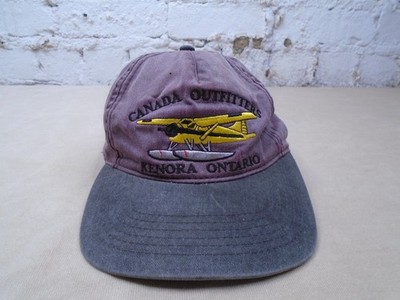 Vintage Canada Bush Plane Embroidered 100% Cotton Purple Hat Cap Outdoors