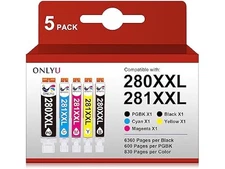 ONLYU Canon Ink 280XXL and 281XXL Cartridges, 5 Pack 