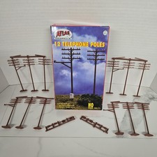 Atlas Model Railroad 12 Telephone Poles Kit Diorama HO Scale 775 New Open Box