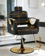 Black+Gold Heavy Duty Hydraulic Recline Barber Chair Beauty Salon