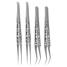 4 Pcs Stainless Steel Precision Tweezers Jewelry Making Craft Repair Tools