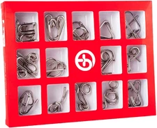 15 Pieces IQ Test Mind Game Toys IQ Toys Brain Teaser Metal Wire Puzzles Magic T