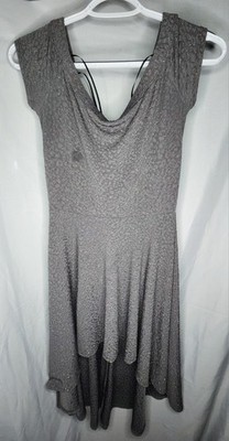 Windsor Gray Metallic Sparkle High-Low Skater Dress Cowl Neck Size SMALL