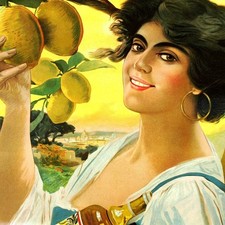 K&Uuml;ENZLEN CITRONEN SAFT Antikes Plakat Sulzbach um 1915 Sizilien RAR und PERFEKT