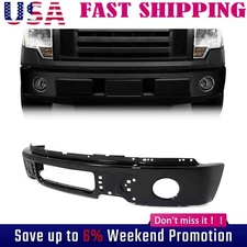 Front Black Steel Bumper Face Bar Fit For Ford F150 2009-2014 w/ Fog Light */L