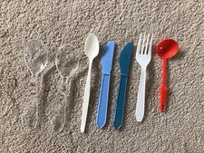 Children's Vintage Plastic Toy Utensils Pretend Play Lot of 7 Spoons Knives Fork