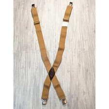 Heavy Duty Men's Work Suspenders NWOT 46" Khaki Silver Toned Metal Clamps