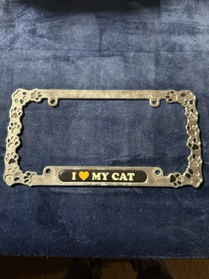 #ad I ❤️ My Cat Metal License Plate Frame $7.50
