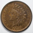 1907 Indian Head Penny Cent Almost Uncirculated (AU)
