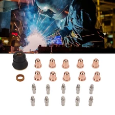 22Pcs Plasma Cutter Consumables Electrode Nozzle Shield Cup Torch Cutting