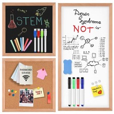 Magnetic Dry Erase White Board/Chalkboard/Cork Board, 3 in 1 Combination Boar...