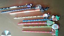 Pencils 3 Halloween 6 X-Mas Eraser Heads PHOTO  NEW